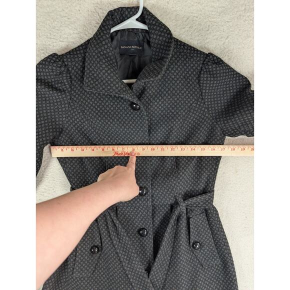 Banana Republic Trench Coat Womens XS Gray Belted Big Buttons Wool Blend - Picture 8 of 16